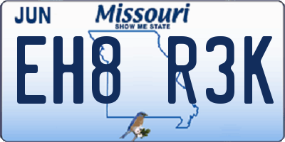 MO license plate EH8R3K