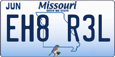 MO license plate EH8R3L
