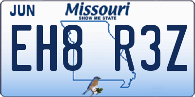 MO license plate EH8R3Z