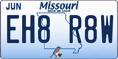 MO license plate EH8R8W
