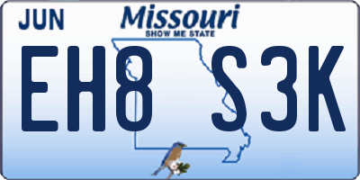 MO license plate EH8S3K