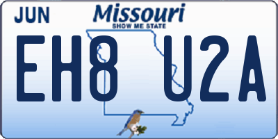 MO license plate EH8U2A