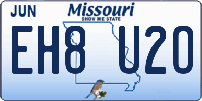 MO license plate EH8U2O