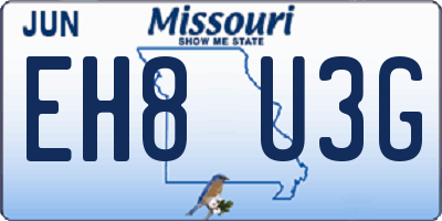 MO license plate EH8U3G