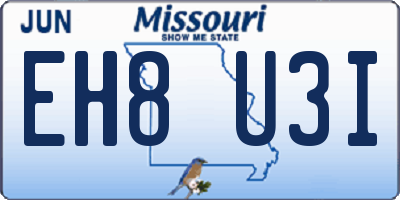 MO license plate EH8U3I