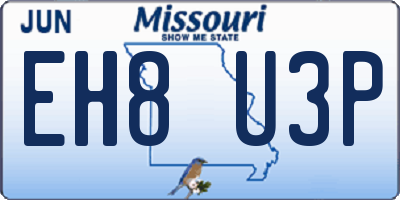 MO license plate EH8U3P