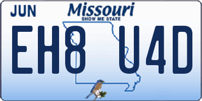 MO license plate EH8U4D