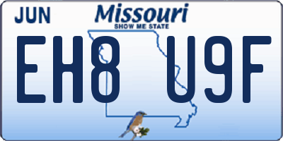 MO license plate EH8U9F