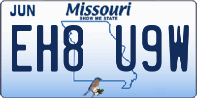 MO license plate EH8U9W
