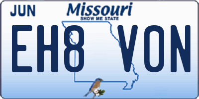 MO license plate EH8V0N