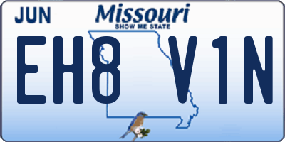 MO license plate EH8V1N