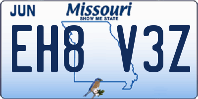MO license plate EH8V3Z