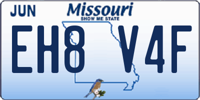 MO license plate EH8V4F