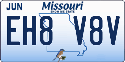 MO license plate EH8V8V
