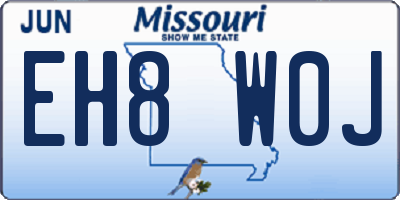 MO license plate EH8W0J