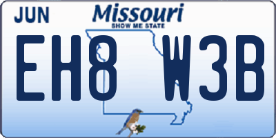 MO license plate EH8W3B