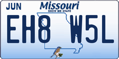 MO license plate EH8W5L