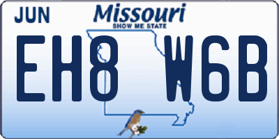 MO license plate EH8W6B