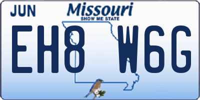 MO license plate EH8W6G