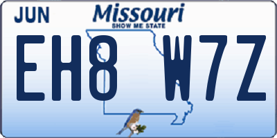 MO license plate EH8W7Z