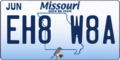 MO license plate EH8W8A