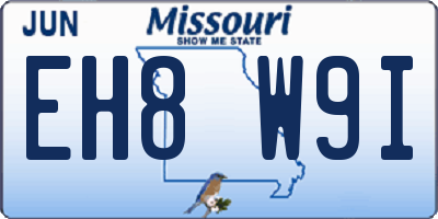 MO license plate EH8W9I