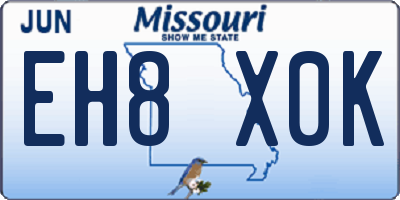 MO license plate EH8X0K