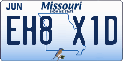MO license plate EH8X1D