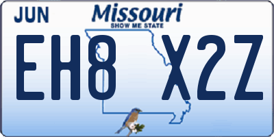 MO license plate EH8X2Z