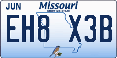 MO license plate EH8X3B