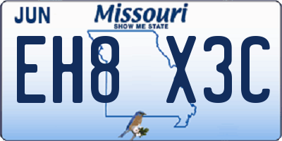 MO license plate EH8X3C
