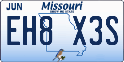 MO license plate EH8X3S