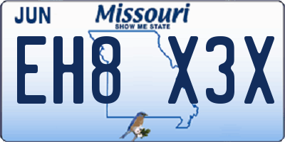 MO license plate EH8X3X