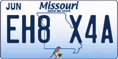 MO license plate EH8X4A