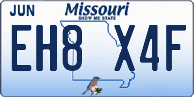 MO license plate EH8X4F