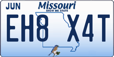 MO license plate EH8X4T