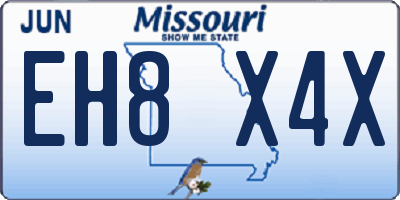 MO license plate EH8X4X