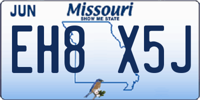 MO license plate EH8X5J