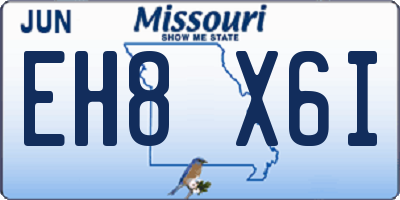 MO license plate EH8X6I