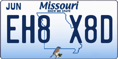 MO license plate EH8X8D