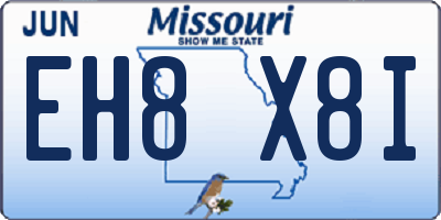 MO license plate EH8X8I