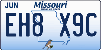 MO license plate EH8X9C