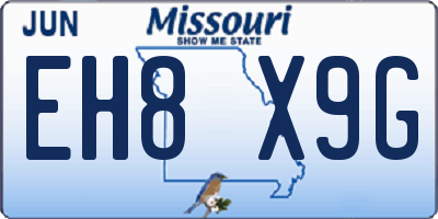 MO license plate EH8X9G