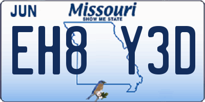 MO license plate EH8Y3D