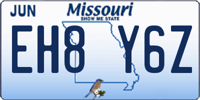 MO license plate EH8Y6Z