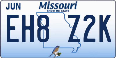 MO license plate EH8Z2K