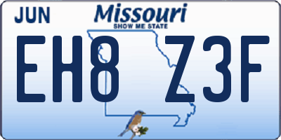 MO license plate EH8Z3F