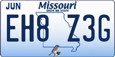 MO license plate EH8Z3G