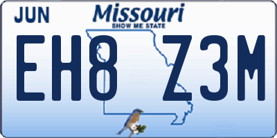 MO license plate EH8Z3M