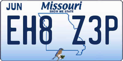 MO license plate EH8Z3P